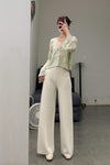 SWAYING/KNIT Seamless wool dark crease trousers SW22AW3B14 White
